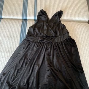 Black velvet crisscross back babydoll dress